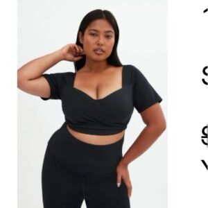 Girlfriend Collective Marla wrap top, Black, size M